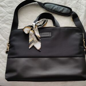 Elegant Black Laptop Bag with Scarf Detail